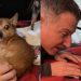 ‘Scared’ Foster Dog Learns To Trust Dad, Lets Him Get Close & Pet Her